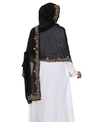 black embroidered faux georgette fustan 3