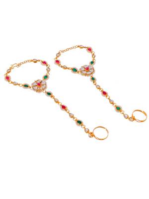Set of 2 gold toned ring bracelet hathful 3