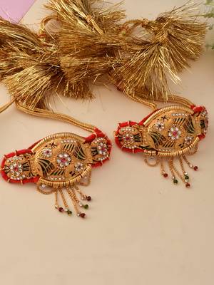 Set of 2 gold & red antique gold plated armlet bracelet 1