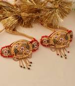 Set of 2 gold & red antique gold plated armlet bracelet