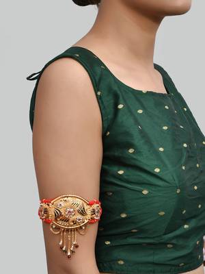Set of 2 gold & red antique gold plated armlet bracelet 2