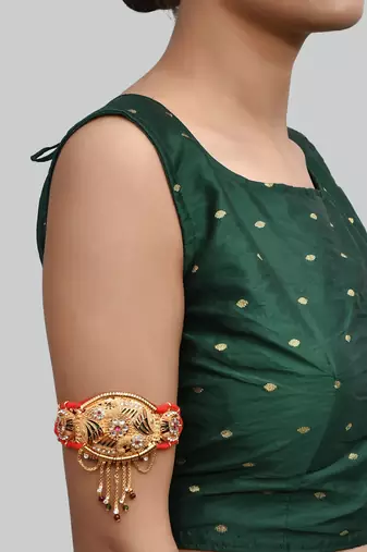 Set of 2 gold & red antique gold plated armlet bracelet