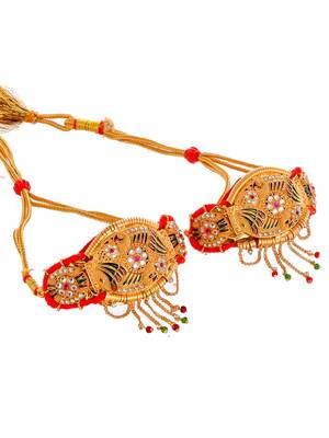 Set of 2 gold & red antique gold plated armlet bracelet 3