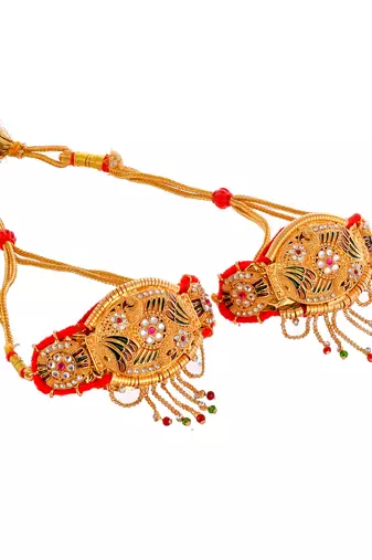 Set of 2 gold & red antique gold plated armlet bracelet