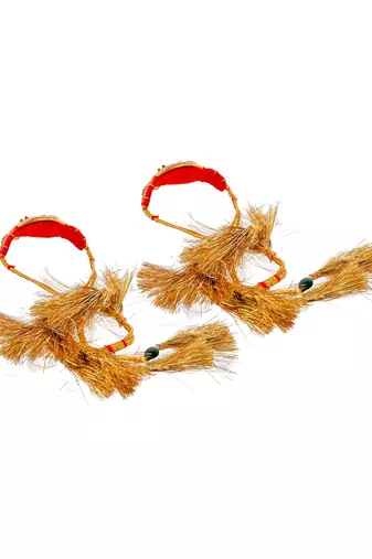 Set of 2 gold & red antique gold plated armlet bracelet