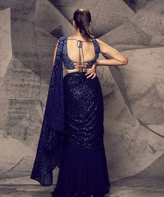 The shimmering blue skirt saree 3