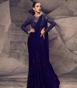 The shimmering blue leotard saree