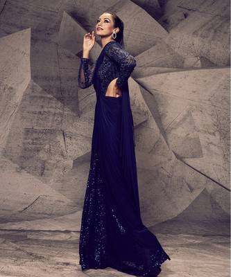 The shimmering blue leotard saree 2