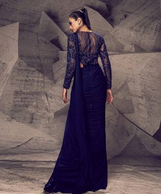 The shimmering blue leotard saree 3