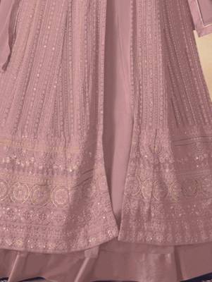 Rose Gold Georgette Sequins Embroidered Wedding Wear Skirt Kameez 3