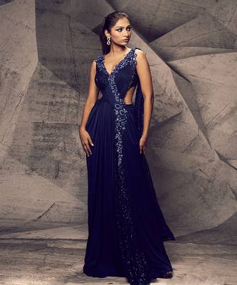 The shimmering blue cross saree 1
