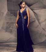 The shimmering blue cross saree