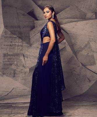 The shimmering blue cross saree 3