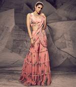 The pink floral sharara saree