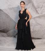 The sequins black saree gown