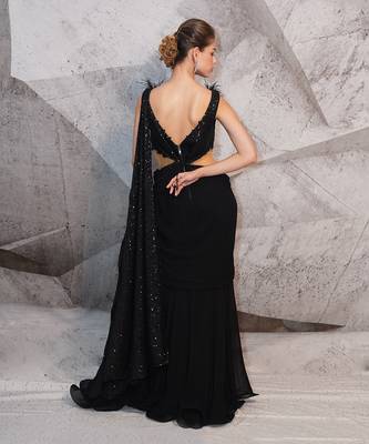 The sequins black saree gown 3