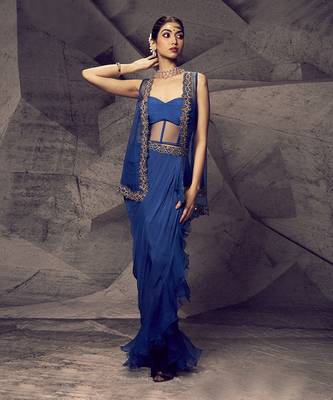 The anant blue corset dhoti set 1