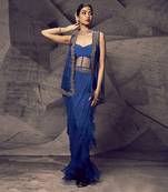 The anant blue corset dhoti set
