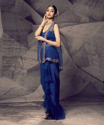The anant blue corset dhoti set 2