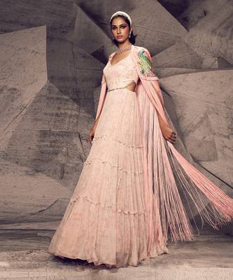 The pink floral cape anarkali 2