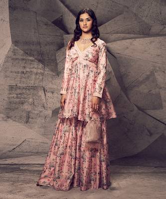 The pink floral peplum set 1