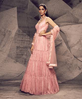 The pink floral anarkali 2