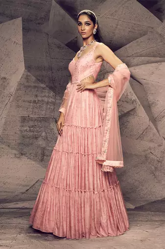 The pink floral anarkali