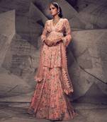 The pink floral peplum suit