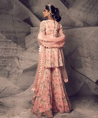 The pink floral peplum suit 2