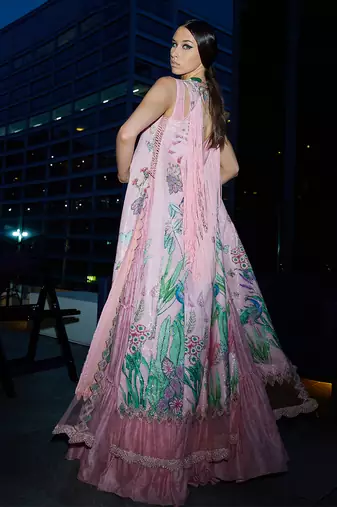 The pink floral jacket anarkali