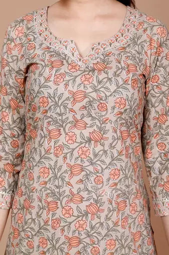 Pure Cotton Printed Straight Kurta And Palazzo - Plus Size