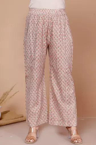 Pure Cotton Printed Straight Kurta And Palazzo - Plus Size