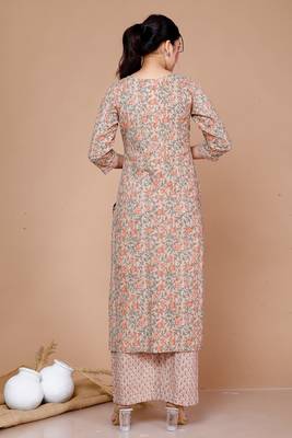 Pure Cotton Printed Straight Kurta And Palazzo - Plus Size 4
