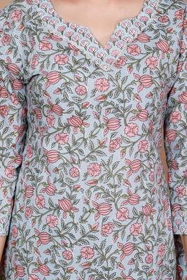Cotton Floral Printed Straight Kurta Palazzo - Plus Size 2