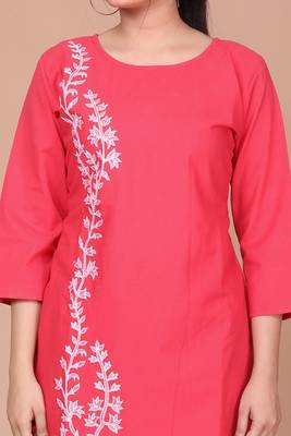 Red Colour Printed Cotton Co - ord set - Plus Size 2