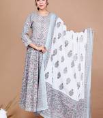 Blue Printed with Gota Patti Work Anarkali Kurta with Dupatta - Plus Size