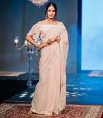 Peach skirt saree set