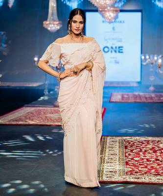 Peach skirt saree set 2