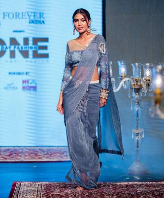 Blue skirt saree set 1