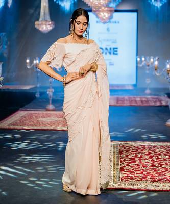 Peach skirt saree set 3