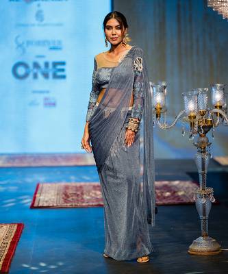 Blue skirt saree set 2