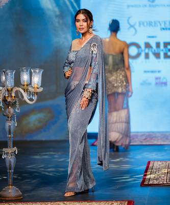 Blue skirt saree set 3