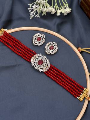 American diamond choker jewellery set 1