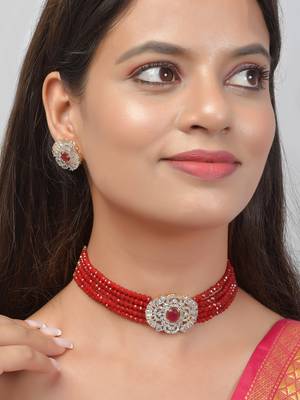 American diamond choker jewellery set 2