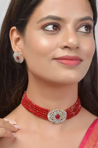 American diamond choker jewellery set