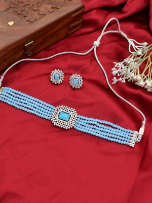 American diamond beads layered choker jewellery set 1