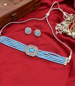 American diamond beads layered choker jewellery set
