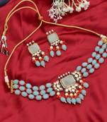 Blue monalisa ethnic kundan jewellery set