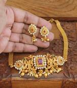 Matte finish peacock necklace set