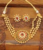 Matte finish kempu necklace set